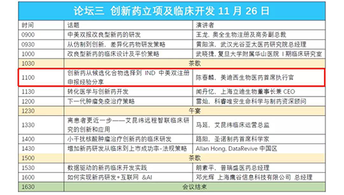 演讲题目：创新药从候选化合物选择到IND中美双注册申报经验分享 